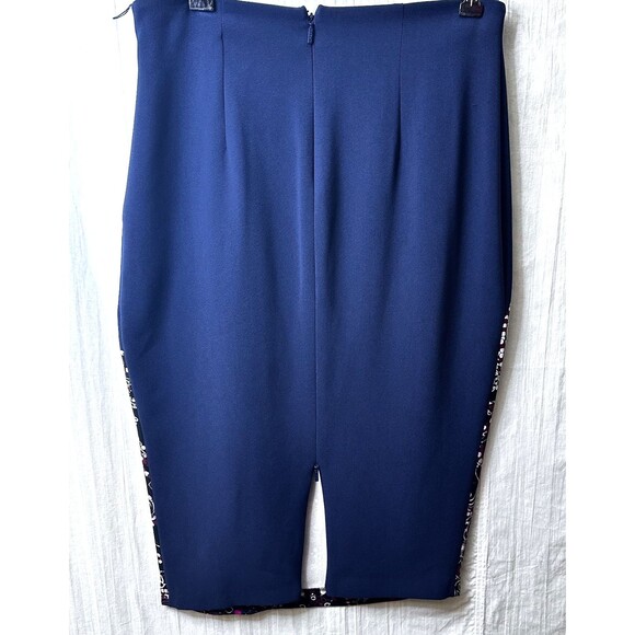 PINKO Women's Navy Blue w/Multicolor Paisley Print Midi Pencil Skirt Sz 8 Italy - Picture 6 of 16